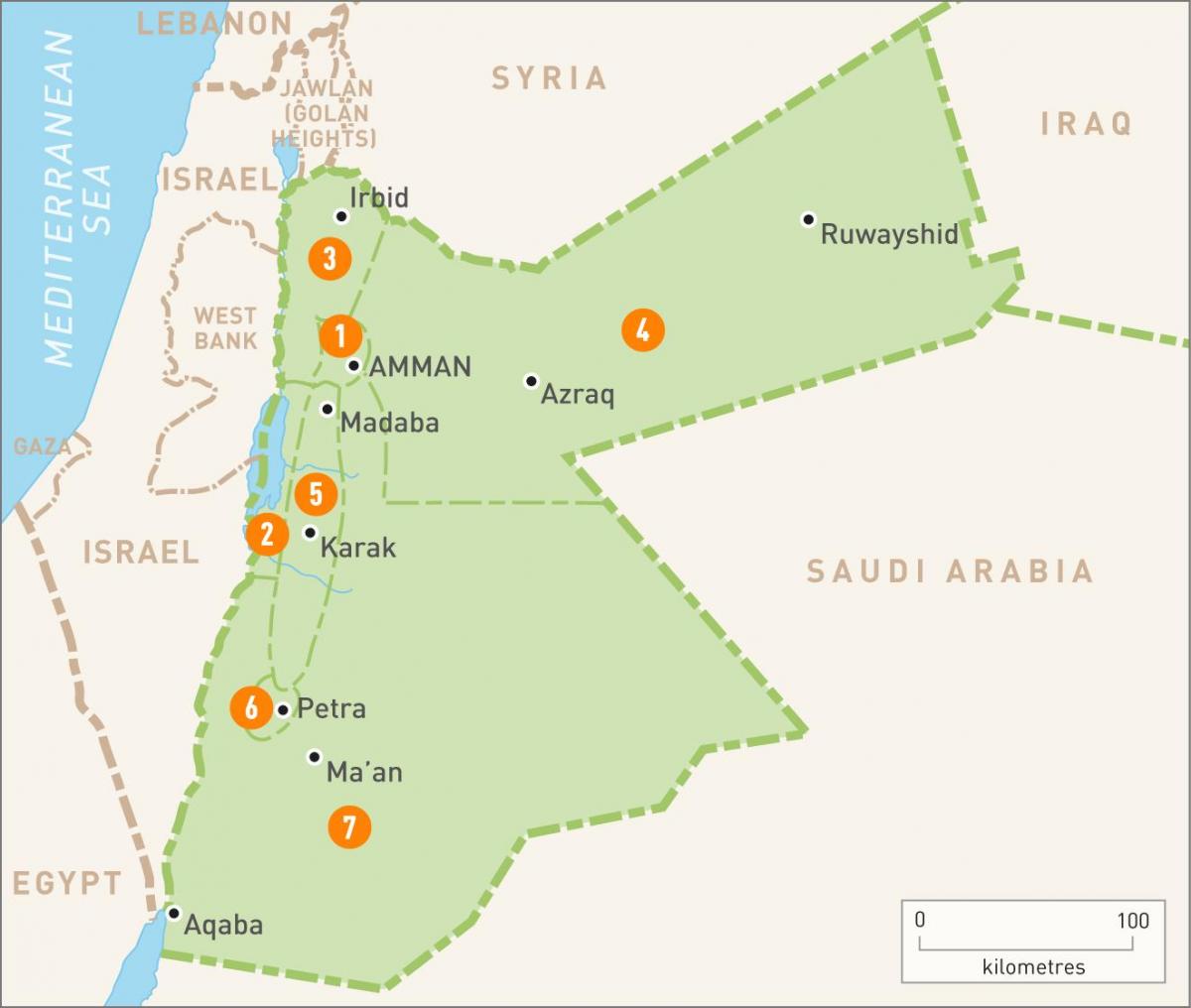 amman, Jordania en el mapa
