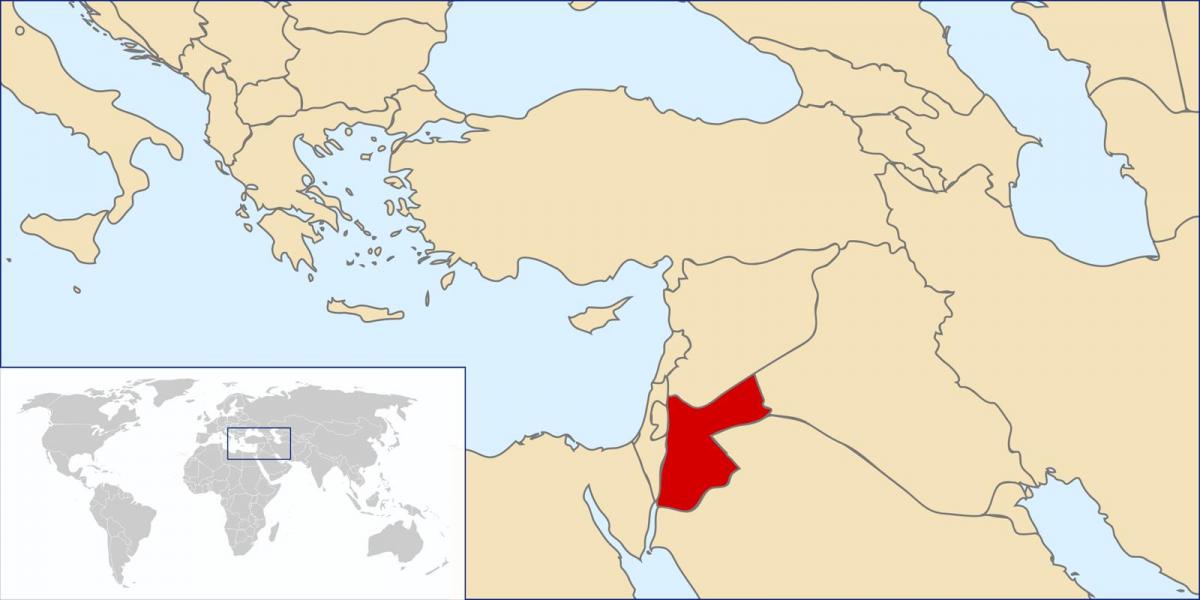 Jordania, en el mapa del mundo