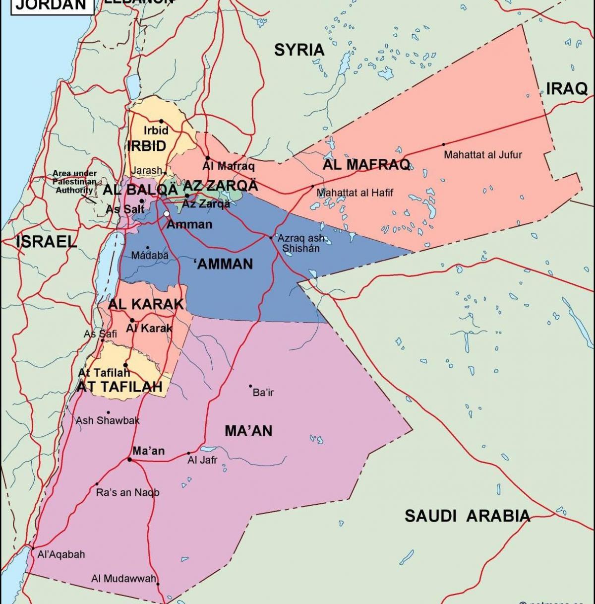 mapa de Jordania político