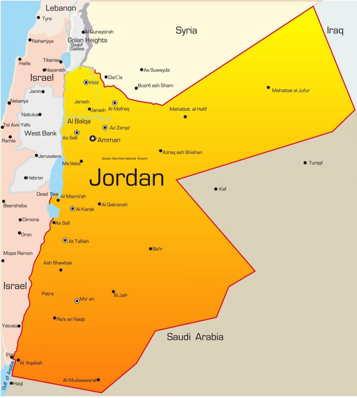 mapa de Jordania oriente medio