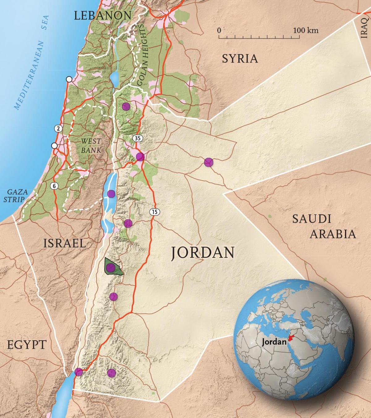 reino de Jordania mapa