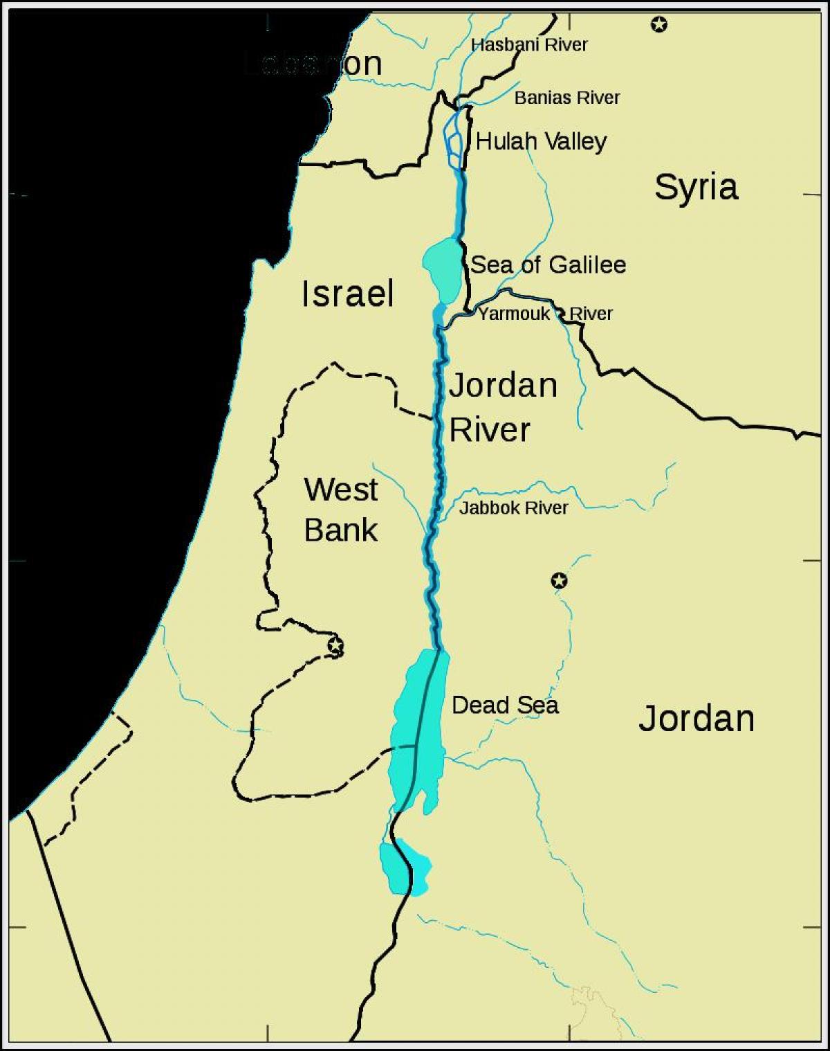Río jordán oriente medio mapa