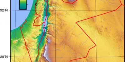 El mapa topográfico de Jordania