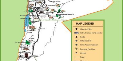 Mapa de Jordania sitios de interés turístico