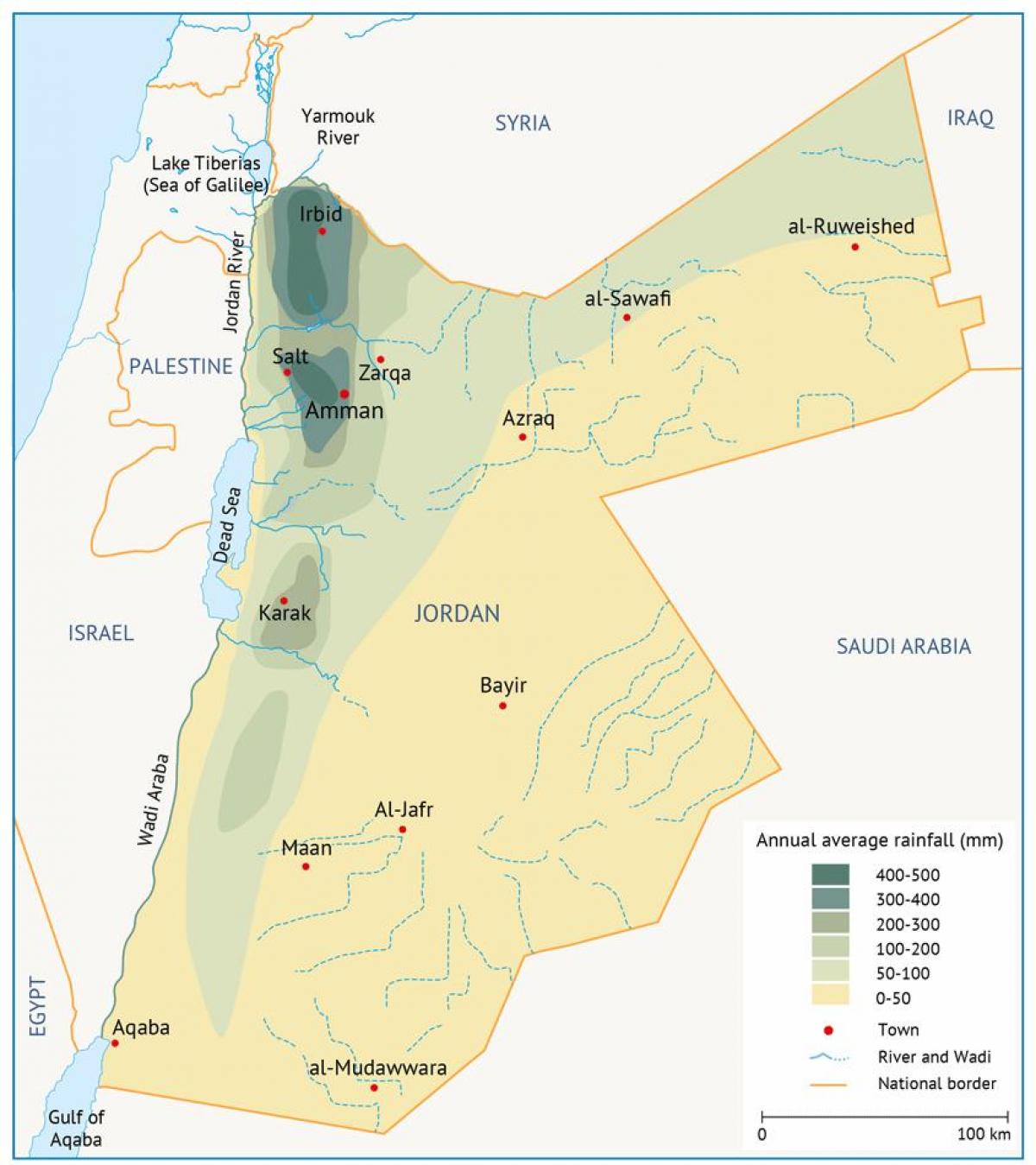 mapa de Jordania geografía