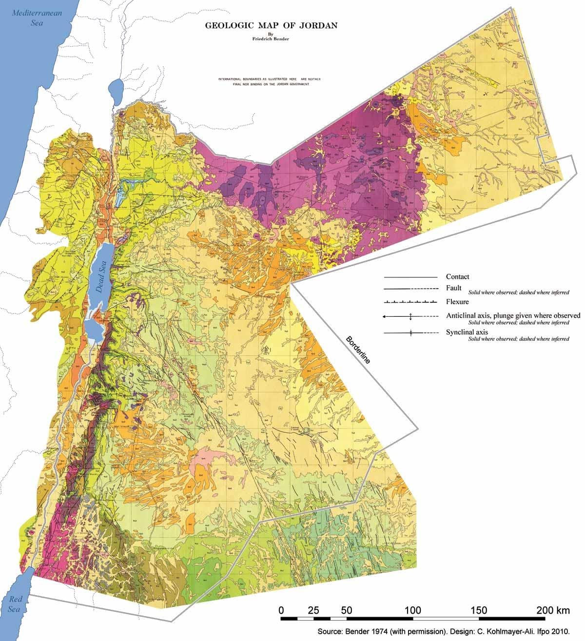 mapa de Jordania geología