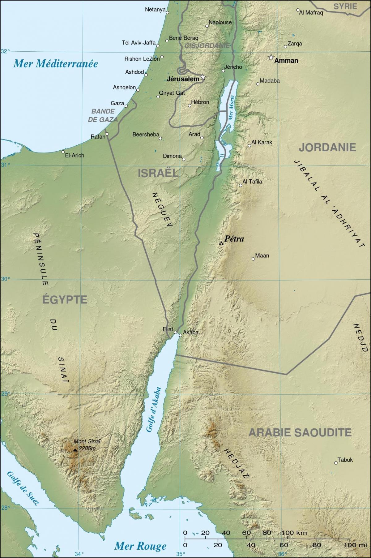 mapa de Jordania muestra petra
