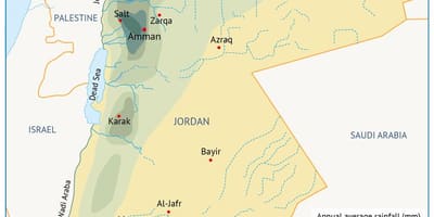 Mapa de Jordania geografía