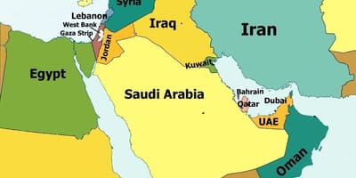 Mapa de Jordania y alrededores