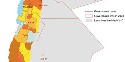 Mapa de Jordania de la población